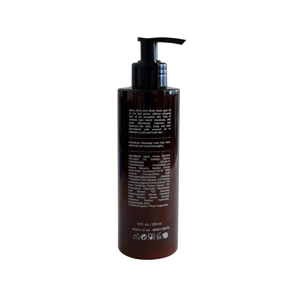 MIANIMED Premium All-In-One Body Wash for Men, 10 oz - High-quality skincare in a sleek bottle for hair, face, and body