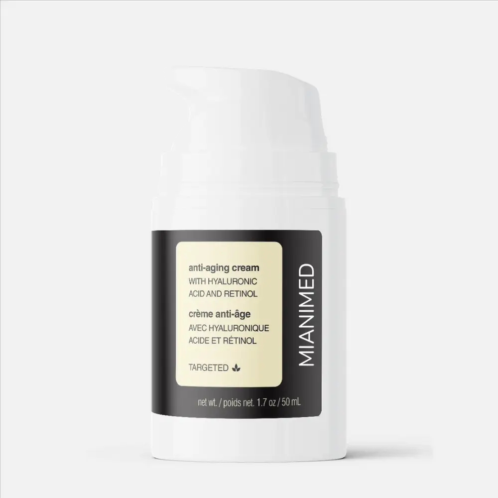 MIANIMED Premium skincare anti-aging cream with hyaluronic acid and retinol, 1.7 oz bottle